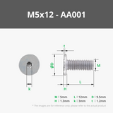 M5 Flat Head Socket Cap Machine Screw (FHCS)
